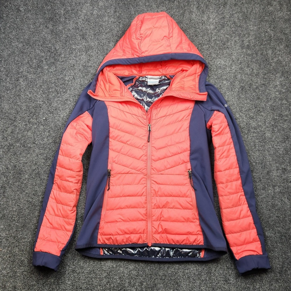 Columbia Powder Lite II Puffer Jacket Womens Medium Pink Omni-Heat Zip Outdoor